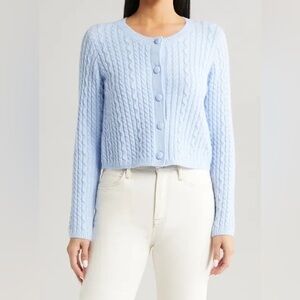 ALL IN FAVOR cable cardigan blue size XS NWT